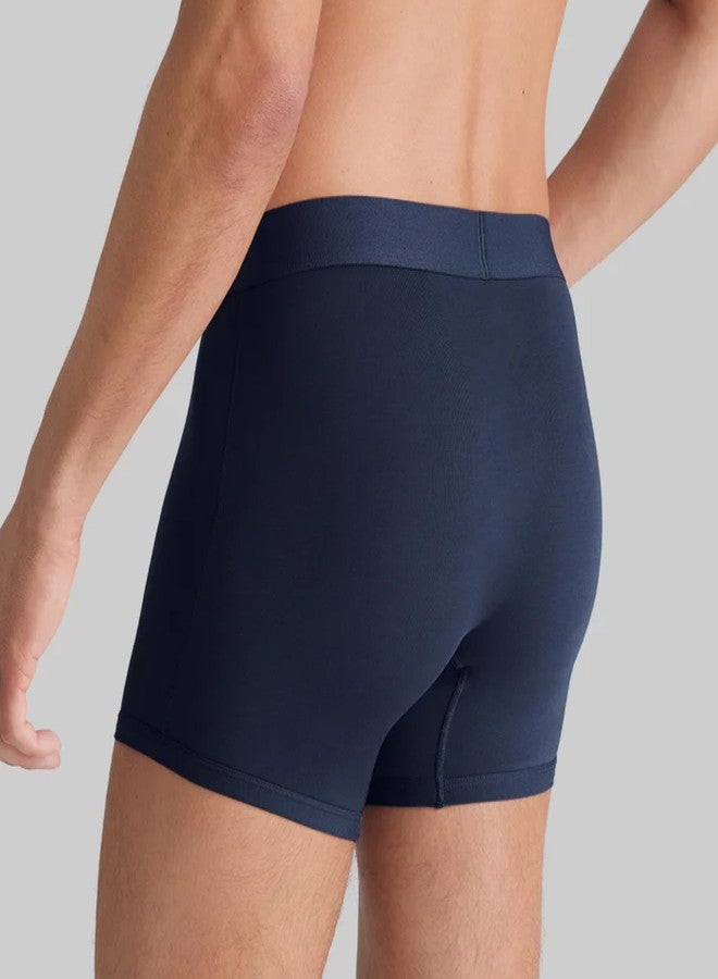 Tommy John Men’s Trunk 4" Underwear, Supima Cool Cotton Boxer Briefs with Supportive Contour Pouch, Dry Pima Cotton Blend, Soft Breathable Waistband, Mesh Quick Dry, Navy, Large - Image 3